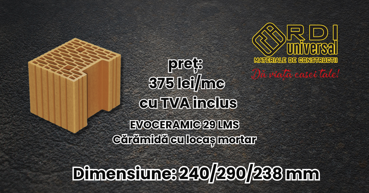 Cărămidă cu locaș mortar EVOCERAMIC 29 LMS