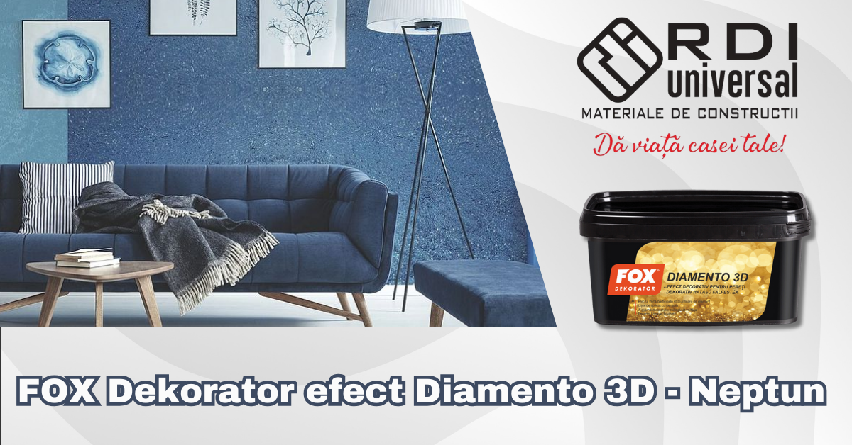 Vopsea decorativa FOX Dekorator Diamento 3D, efect sclipitor de diamant, Neptun, 1l