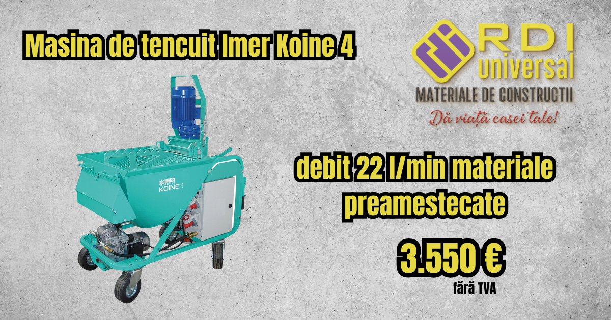 Masina de tencuit Imer Koine 4 400V debit 22 l/min materiale preamestecate