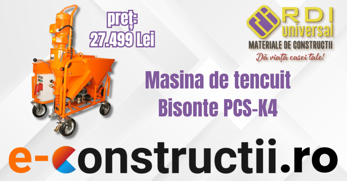 Masina de tencuit Bisonte PCS-K4 380V debit 6-40 l/min materiale preamestecate